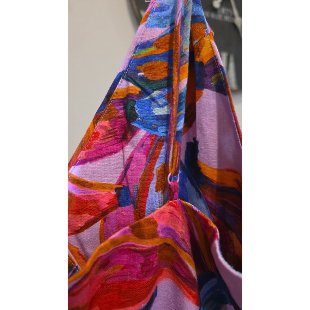FARM Rio Colorful Bananas Wrap Dress Womens L Multicolor Abstract V-Neck Mini - Picture 12 of 15